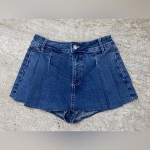 Jean Pleated Mini Skort SMALL Summer Rodeo NWT Denim Blue